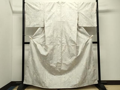 平和屋着物●本場大島紬　白大島　9マルキ　琵琶花文　正絹　逸品　CABM5359gh