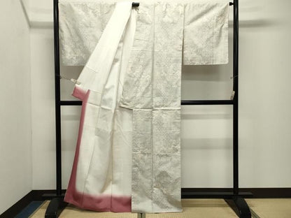 平和屋着物●本場大島紬　白大島　9マルキ　琵琶花文　正絹　逸品　CABM5359gh