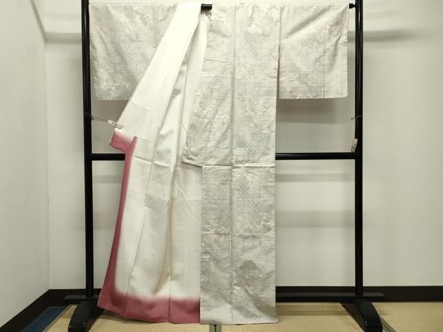 平和屋着物●本場大島紬　白大島　9マルキ　琵琶花文　正絹　逸品　CABM5359gh