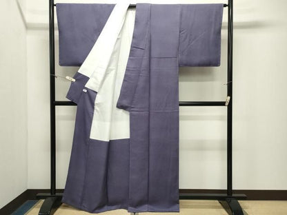 平和屋着物●上質な色無地　天然草木染　舞葉地紋　濃鼠色　反端付き　正絹　逸品　未使用　CABM5362gh