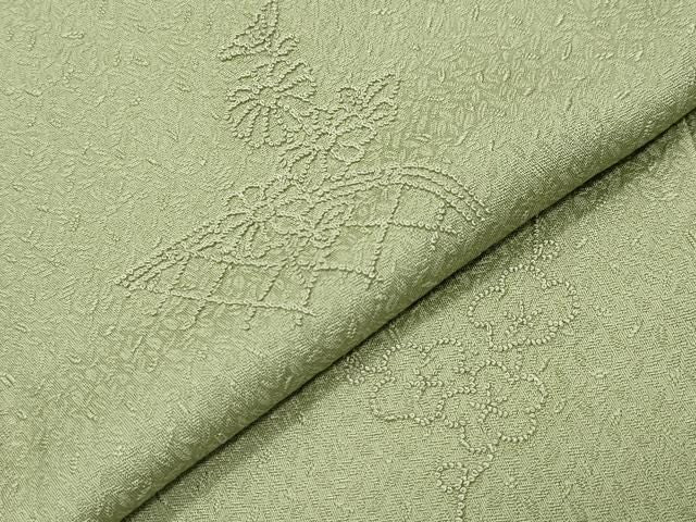 平和屋着物●中国三大刺繍　相良刺繍　総刺繍　無地絵羽訪問着　籬花地紋　抹茶色　反端付き　正絹　逸品　CABM5364gh