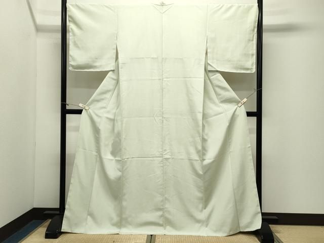 平和屋着物●本場染大島紬　江戸小紋　万筋　白色×柳染色　正絹　逸品　未使用　CABM5366gh