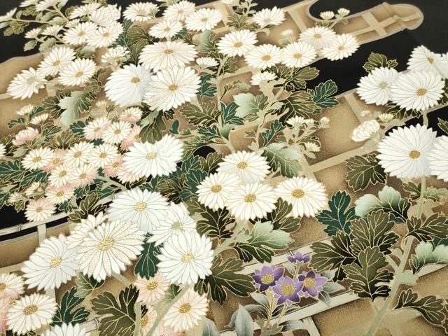 平和屋着物●豪華黒留袖　作家物　刺繍　流水花文　金彩　正絹　逸品　未使用　CABM5367gh