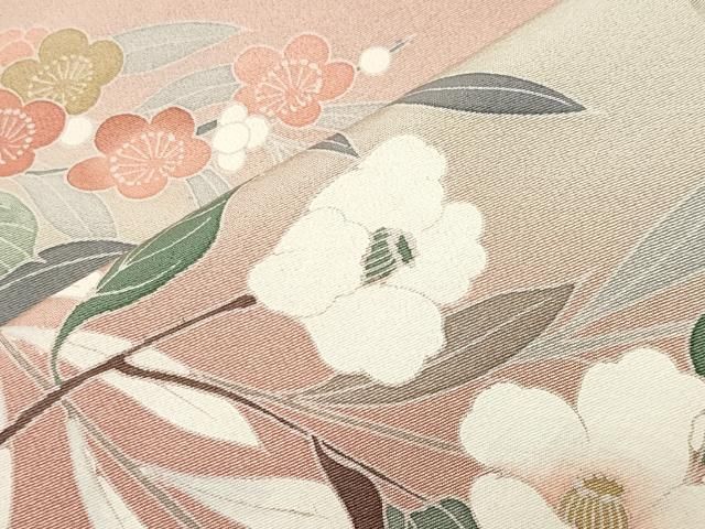 平和屋着物●訪問着　枝椿花文　暈し染め　銀彩　正絹　逸品　CABM5372gh
