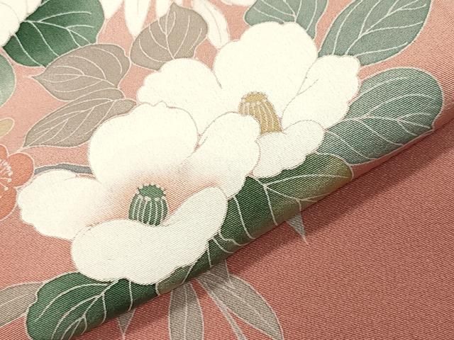 平和屋着物●訪問着　枝椿花文　暈し染め　銀彩　正絹　逸品　CABM5372gh