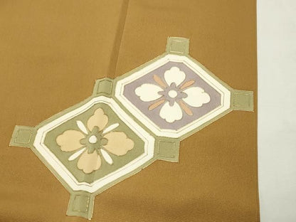 平和屋着物●豪華色留袖　駒刺繍　扇面花文　金彩　正絹　逸品　CABM5377gh