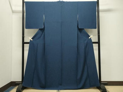 平和屋着物●上質な色無地　鳳凰花唐草地紋　留紺色　正絹　逸品　未使用　CABM5380gh