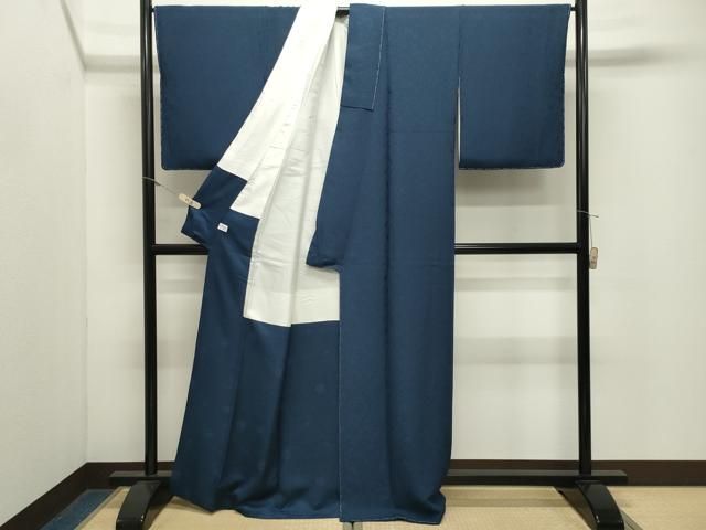 平和屋着物●上質な色無地　鳳凰花唐草地紋　留紺色　正絹　逸品　未使用　CABM5380gh