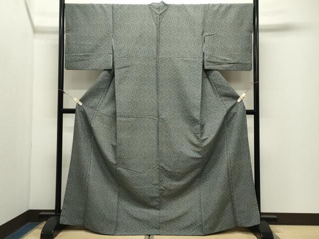 平和屋着物●江戸小紋　南天文　黒地　洗える着物　CABM5385gh