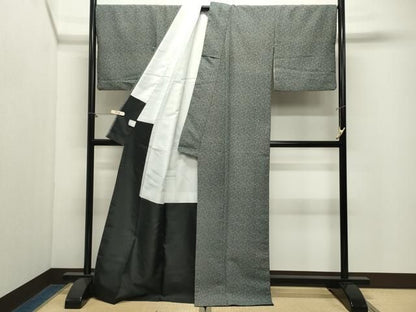 平和屋着物●江戸小紋　南天文　黒地　洗える着物　CABM5385gh