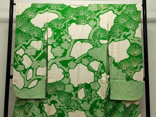 平和屋着物●豪華振袖　駒刺繍　絞り　松梅文　正絹　逸品　CABM5387gh