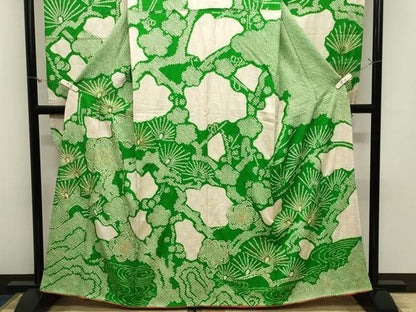 平和屋着物●豪華振袖　駒刺繍　絞り　松梅文　正絹　逸品　CABM5387gh