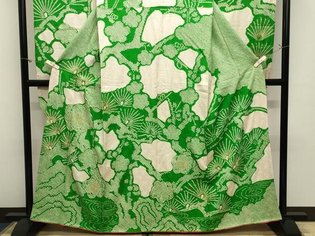 平和屋着物●豪華振袖　駒刺繍　絞り　松梅文　正絹　逸品　CABM5387gh