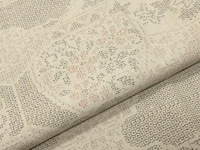 平和屋着物●結城紬　100亀甲　陶器花文　正絹　逸品　CABM5388gh