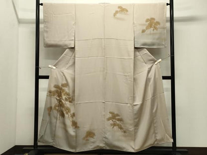 平和屋着物●訪問着　刺繍　枝松文　暈し染め　金糸　正絹　逸品　CABM5393gh
