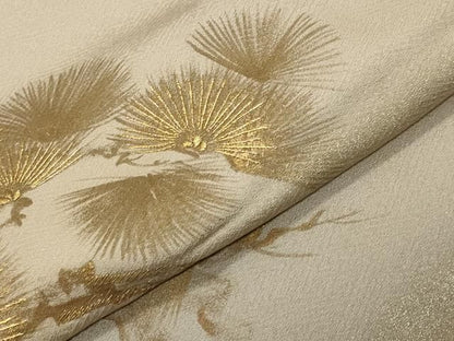 平和屋着物●訪問着　刺繍　枝松文　暈し染め　金糸　正絹　逸品　CABM5393gh