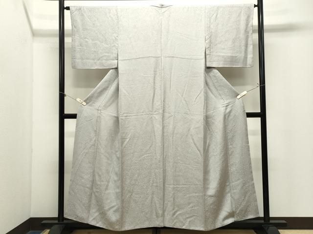 平和屋着物●上質な色無地　人物風景地紋　灰黄緑色　正絹　逸品　CABM5395gh