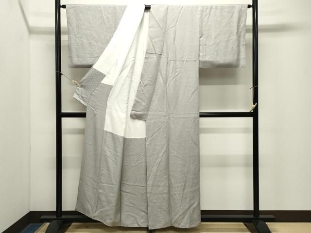 平和屋着物●上質な色無地　人物風景地紋　灰黄緑色　正絹　逸品　CABM5395gh