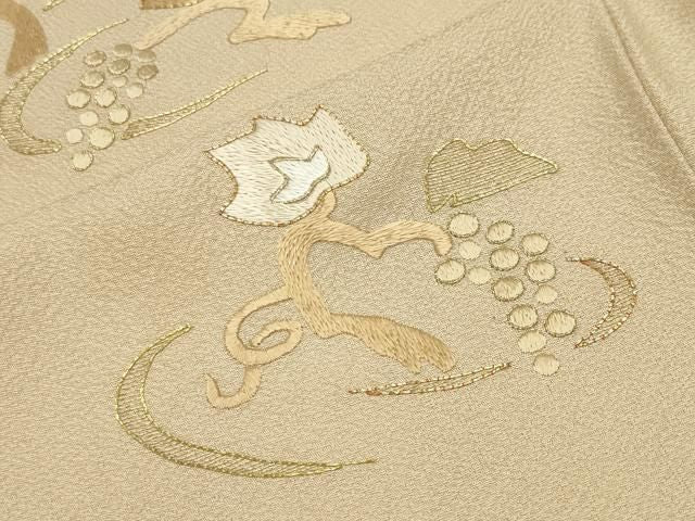 平和屋着物●訪問着　総刺繍　駒刺繍　葡萄蔦の葉文　正絹　逸品　CABM5396gh