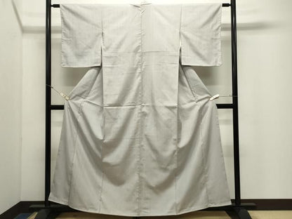 平和屋着物●上質な紬　色無地　灰黄緑色　正絹　逸品　未使用　CABM5403gh