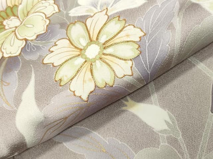 平和屋着物●訪問着　駒刺繍　更紗花唐草文　金彩　鈴乃屋扱い　反端付き　正絹　逸品　CABM5404gh