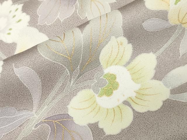 平和屋着物●訪問着　駒刺繍　更紗花唐草文　金彩　鈴乃屋扱い　反端付き　正絹　逸品　CABM5404gh