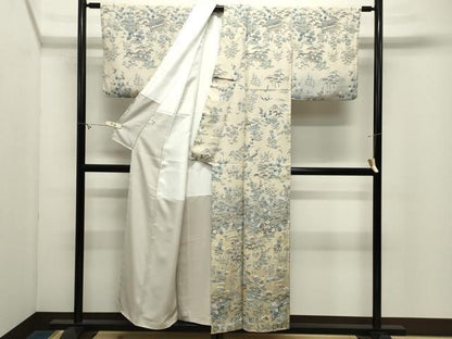 平和屋着物●訪問着　風景松竹梅文　暈し染め　正絹　逸品　CABM5406gh