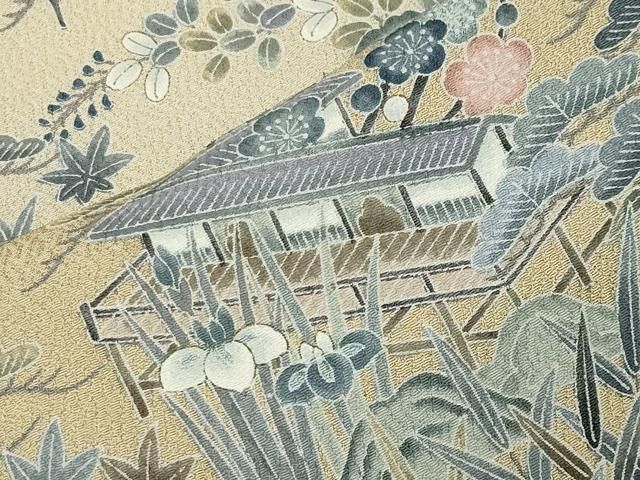 平和屋着物●訪問着　風景松竹梅文　暈し染め　正絹　逸品　CABM5406gh