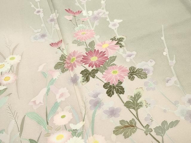 平和屋着物●訪問着　友禅　作家物　草花文　暈し染め　正絹　逸品　CABM5407gh