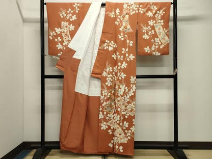 平和屋着物●訪問着　駒刺繍　短冊花文　金彩　正絹　逸品　CABM5412gh