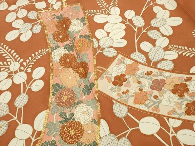 平和屋着物●訪問着　駒刺繍　短冊花文　金彩　正絹　逸品　CABM5412gh