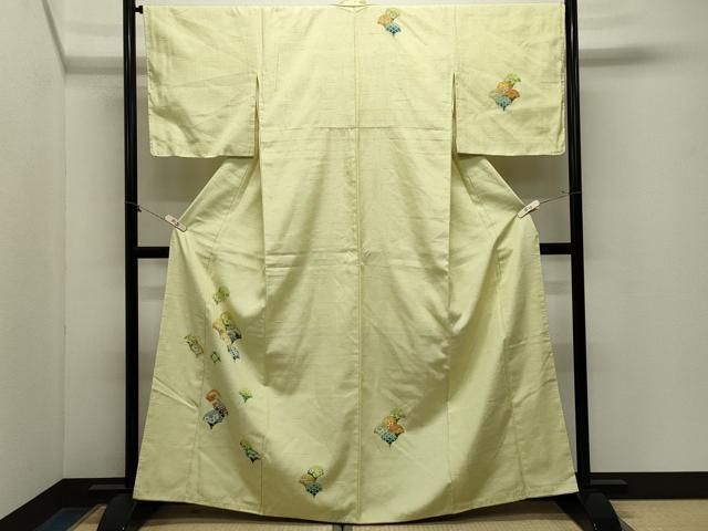 平和屋着物●訪問着　紬地　草花文　正絹　逸品　CABM5419gh