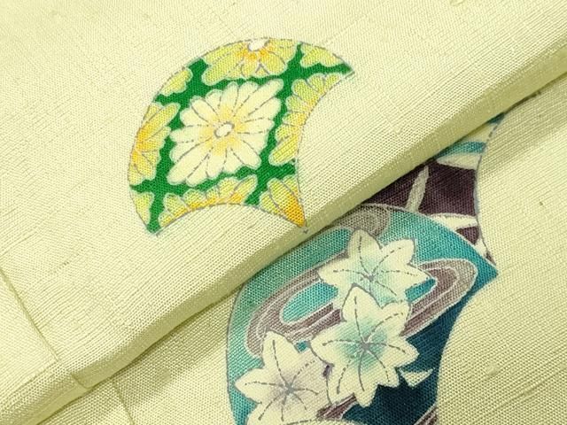 平和屋着物●訪問着　紬地　草花文　正絹　逸品　CABM5419gh