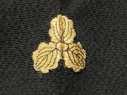 平和屋着物●訪問着　雪輪重ね花文　黒地　金彩　鬼しぼ縮緬　正絹　逸品　未使用　CABM5426gh