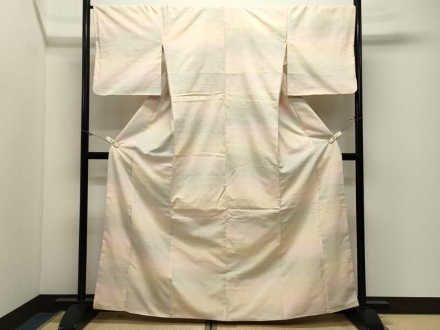 平和屋着物●紅花紬　米沢　麻の葉文様　正絹　逸品　CABM5432gh