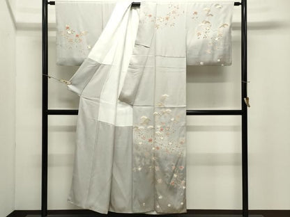 平和屋着物●訪問着　駒刺繍　橘松文　暈し染め　金彩　正絹　逸品　CABM5434gh