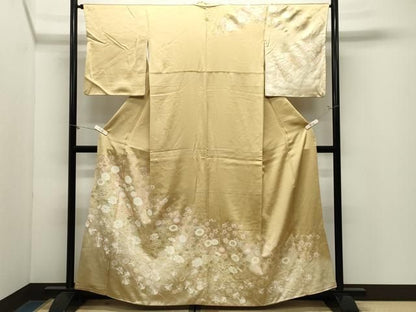 平和屋着物●訪問着　駒刺繍　草花文　暈し染め　金銀彩　正絹　逸品　CABM5438gh