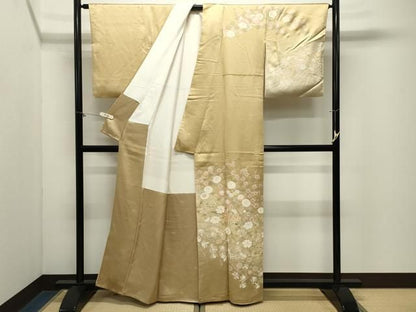 平和屋着物●訪問着　駒刺繍　草花文　暈し染め　金銀彩　正絹　逸品　CABM5438gh