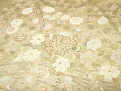 平和屋着物●訪問着　駒刺繍　草花文　暈し染め　金銀彩　正絹　逸品　CABM5438gh