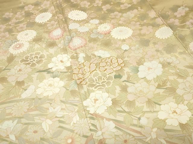 平和屋着物●訪問着　駒刺繍　草花文　暈し染め　金銀彩　正絹　逸品　CABM5438gh