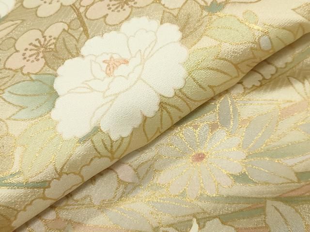 平和屋着物●訪問着　駒刺繍　草花文　暈し染め　金銀彩　正絹　逸品　CABM5438gh