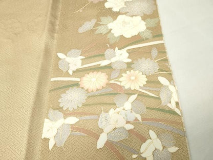 平和屋着物●訪問着　駒刺繍　草花文　暈し染め　金銀彩　正絹　逸品　CABM5438gh