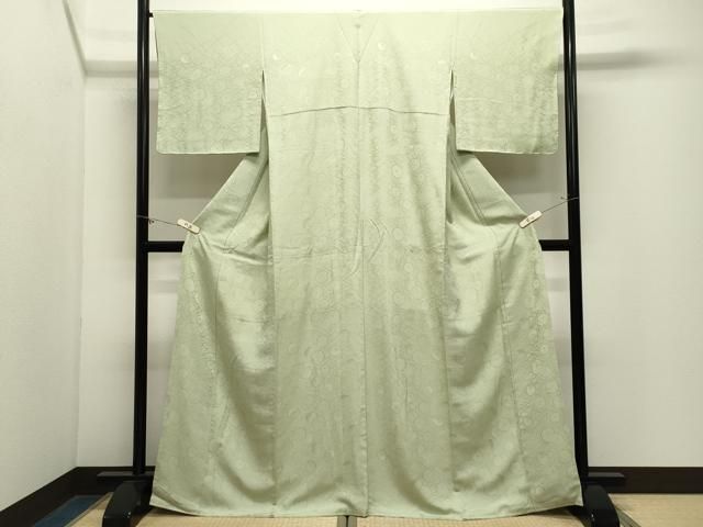 平和屋着物●皇室献上作家　北出与三郎監修　無地絵羽訪問着　草花地紋　若菜色　正絹　逸品　CABM5451gh