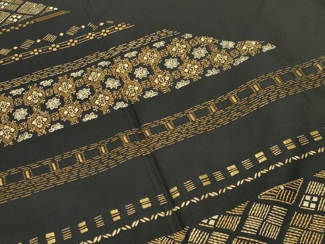 平和屋着物●本場縞大島紬　訪問着　総刺繍　菱吉祥花文　正絹　逸品　CABM5455gh