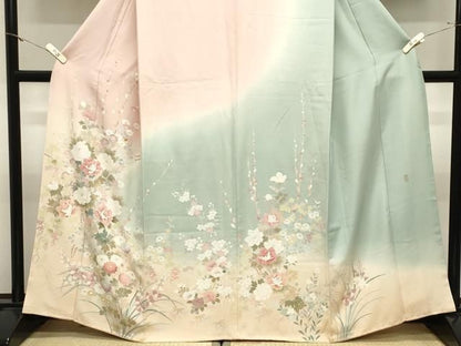 平和屋着物●訪問着　友禅　作家物　草花文　暈し染め　正絹　逸品　CABM5462gh
