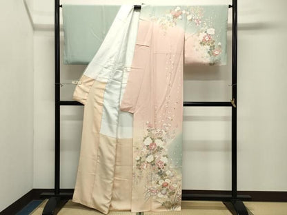 平和屋着物●訪問着　友禅　作家物　草花文　暈し染め　正絹　逸品　CABM5462gh