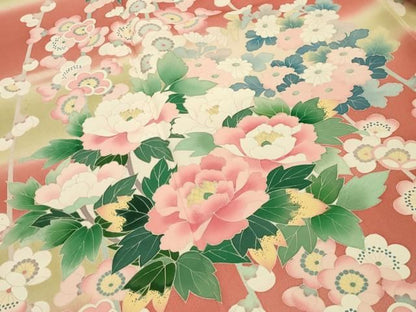 平和屋着物●豪華振袖　友禅　草花文　暈し染め　正絹　逸品　CABM5465gh