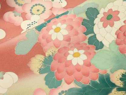 平和屋着物●豪華振袖　友禅　草花文　暈し染め　正絹　逸品　CABM5465gh