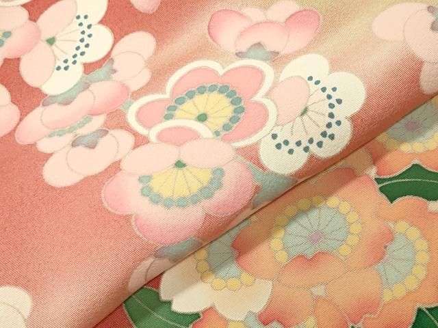 平和屋着物●豪華振袖　友禅　草花文　暈し染め　正絹　逸品　CABM5465gh