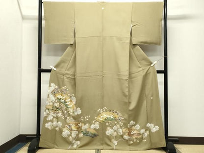 平和屋着物●豪華色留袖　作家物　駒刺繍　地紙重ね群鶴文　金彩　正絹　逸品　CABM5471gh